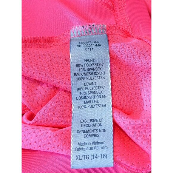 Champion NEW Cropped Top Girls XL 14 Hot Pink Faux Wrap Surplice Long Sleeve - Picture 7 of 9